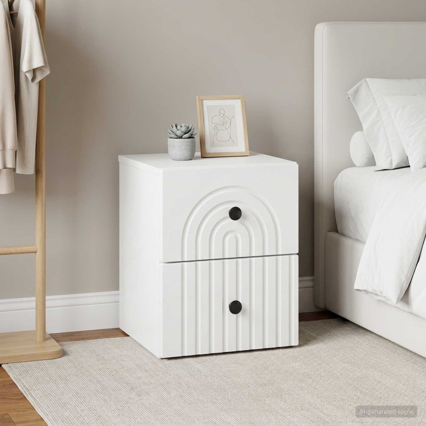 Mobiletto da notte a muro 2 pcs Bianco 33 x 34,5 x 40 cm