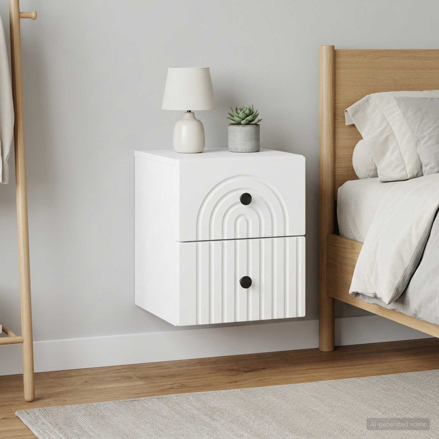 Mobiletto da notte a muro 2 pcs Bianco 33 x 34,5 x 40 cm