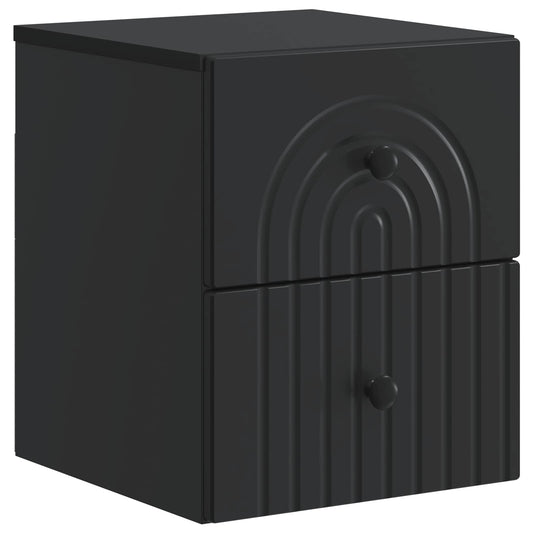 Mobiletto da notte a muro con cassetto Nero 33 x 34,5 x 40 cm | homemem39