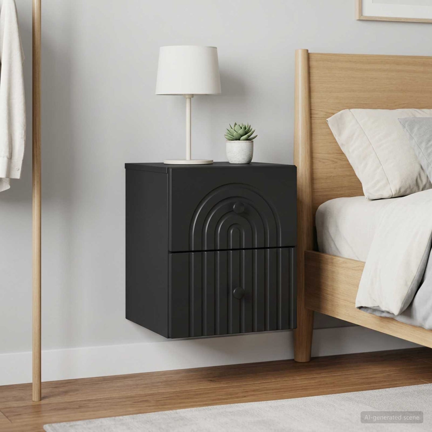 Mobiletto da notte a muro 2 pcs Nero 33 x 34,5 x 40 cm