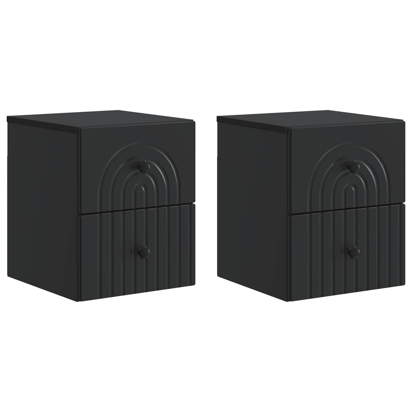 Mobiletto da notte a muro 2 pcs Nero 33 x 34,5 x 40 cm