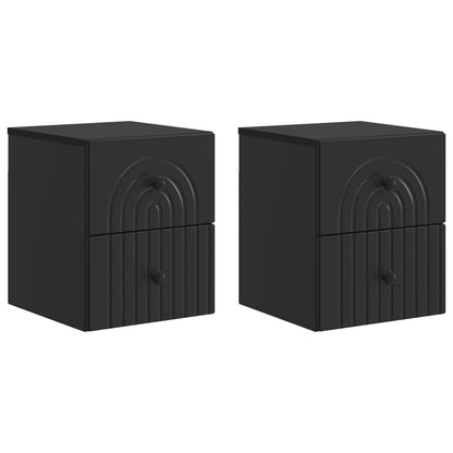 Mobiletto da notte a muro 2 pcs Nero 33 x 34,5 x 40 cm