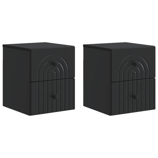 Mobiletto da notte a muro 2 pcs Nero 33 x 34,5 x 40 cm
