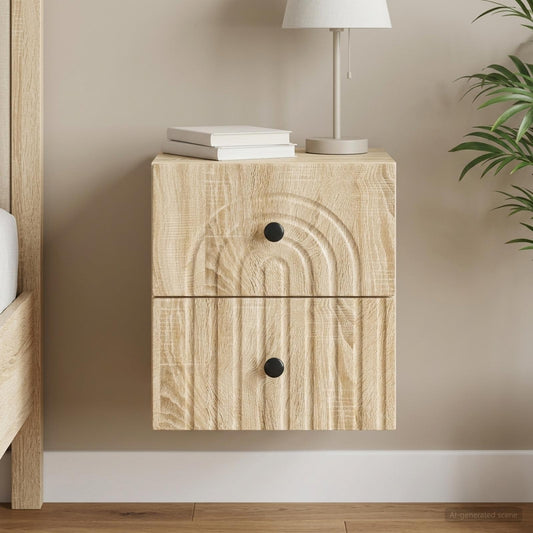 Mobiletto da notte a muro Rovere Sonoma 33 x 34,5 x 40 cm