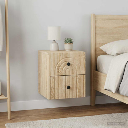 Mobiletto da notte a muro 2 pcs Rovere Sonoma 33 x 34,5 x 40 cm