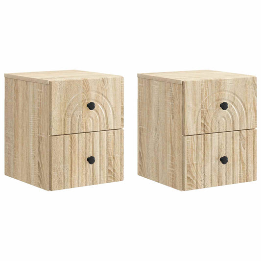 Mobiletto da notte a muro 2 pcs Rovere Sonoma 33 x 34,5 x 40 cm | homemem39