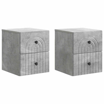 Mobiletto da notte a muro con cassetto 2 pcs Grigio Cemento