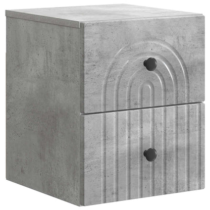 Mobiletto da notte a muro con cassetto 2 pcs Grigio Cemento | homemem39