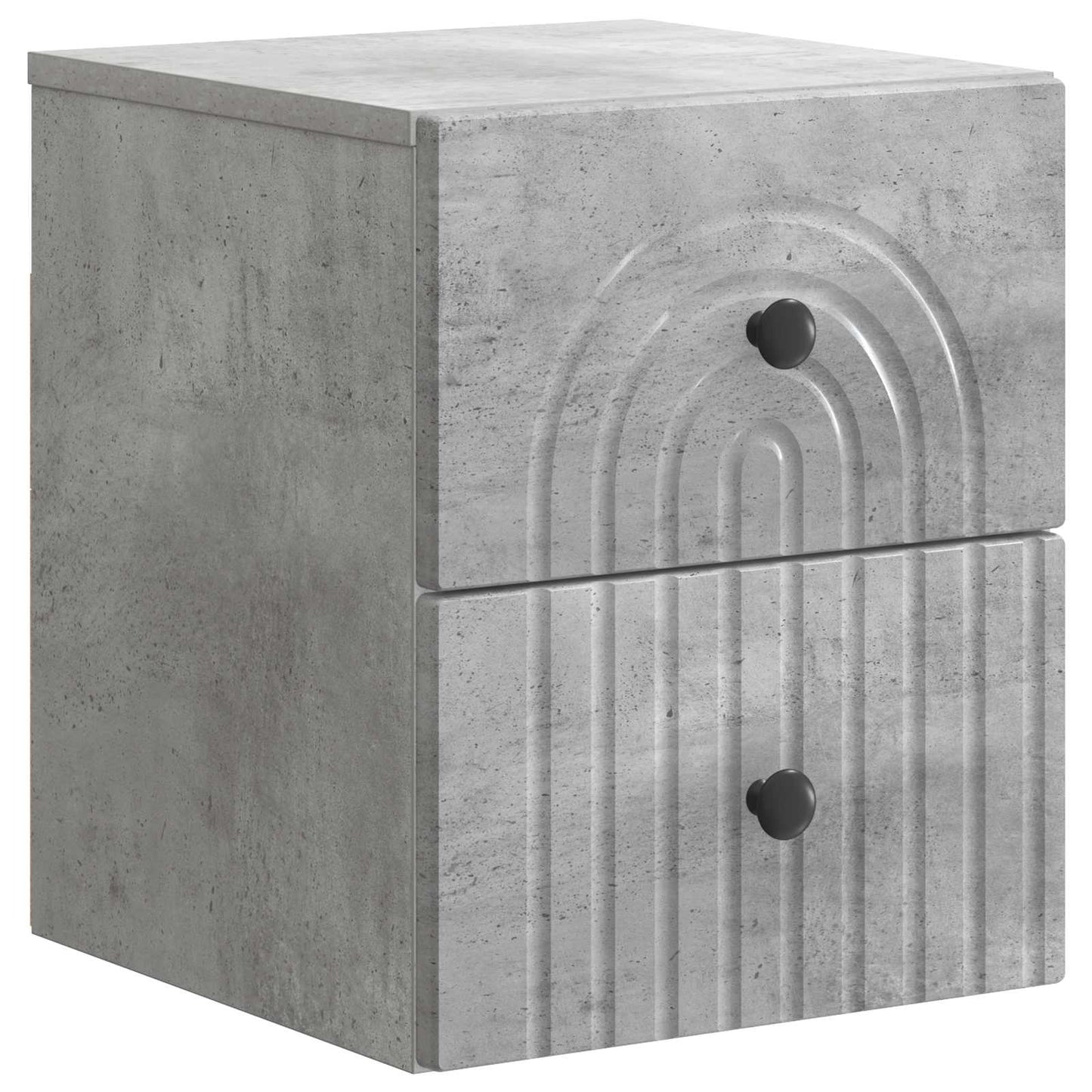 Mobiletto da notte a muro con cassetto 2 pcs Grigio Cemento