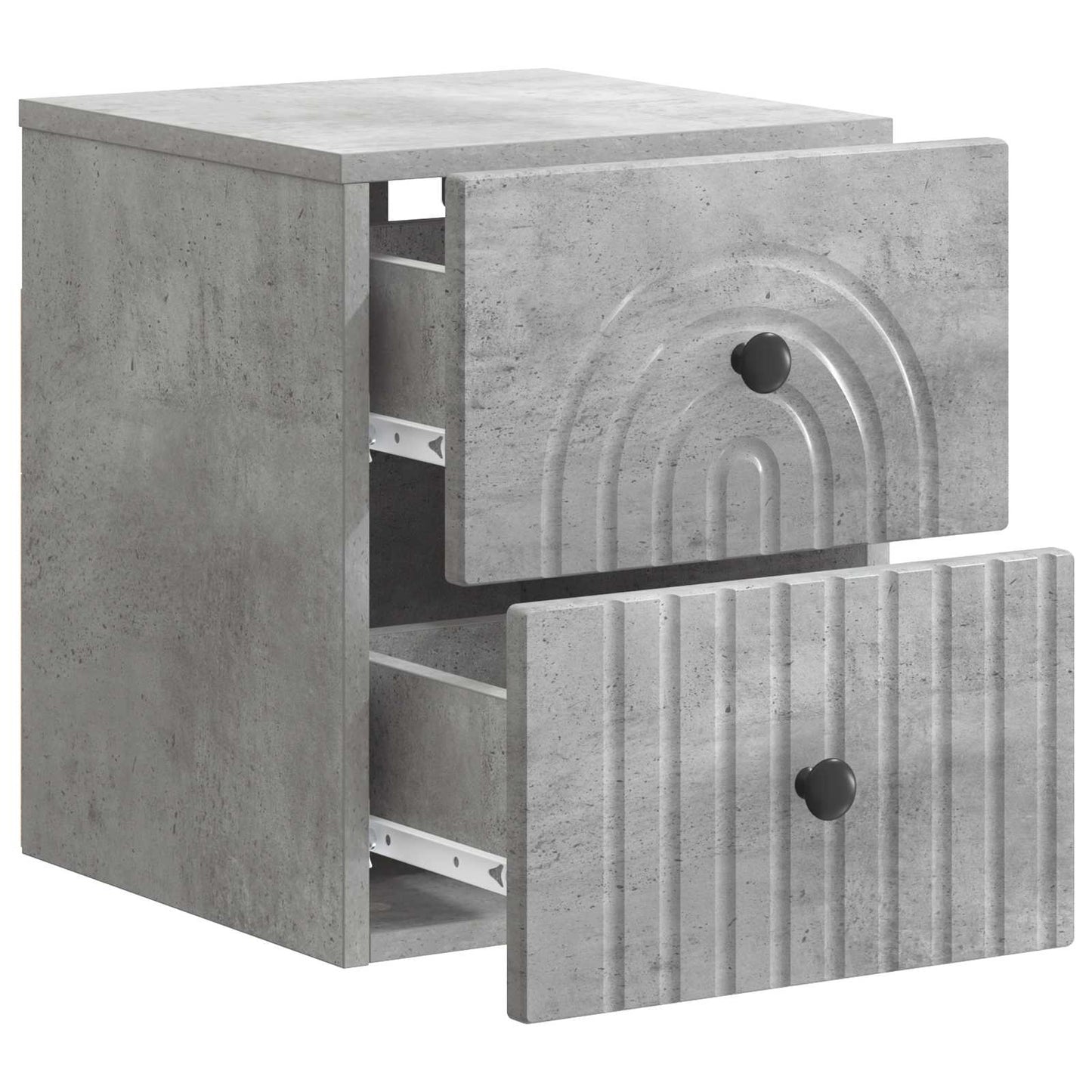 Mobiletto da notte a muro con cassetto 2 pcs Grigio Cemento | homemem39