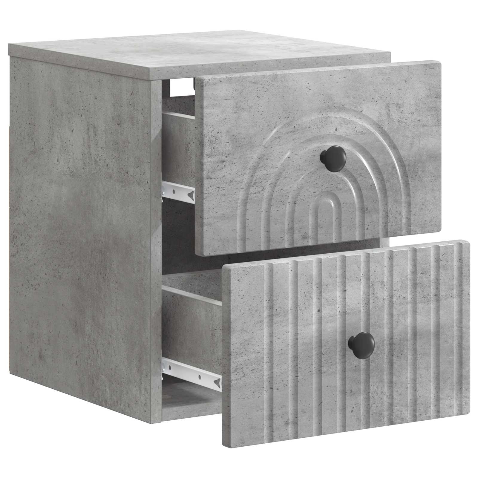 Mobiletto da notte a muro con cassetto 2 pcs Grigio Cemento | homemem39