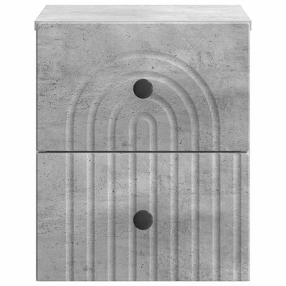 Mobiletto da notte a muro con cassetto 2 pcs Grigio Cemento | homemem39