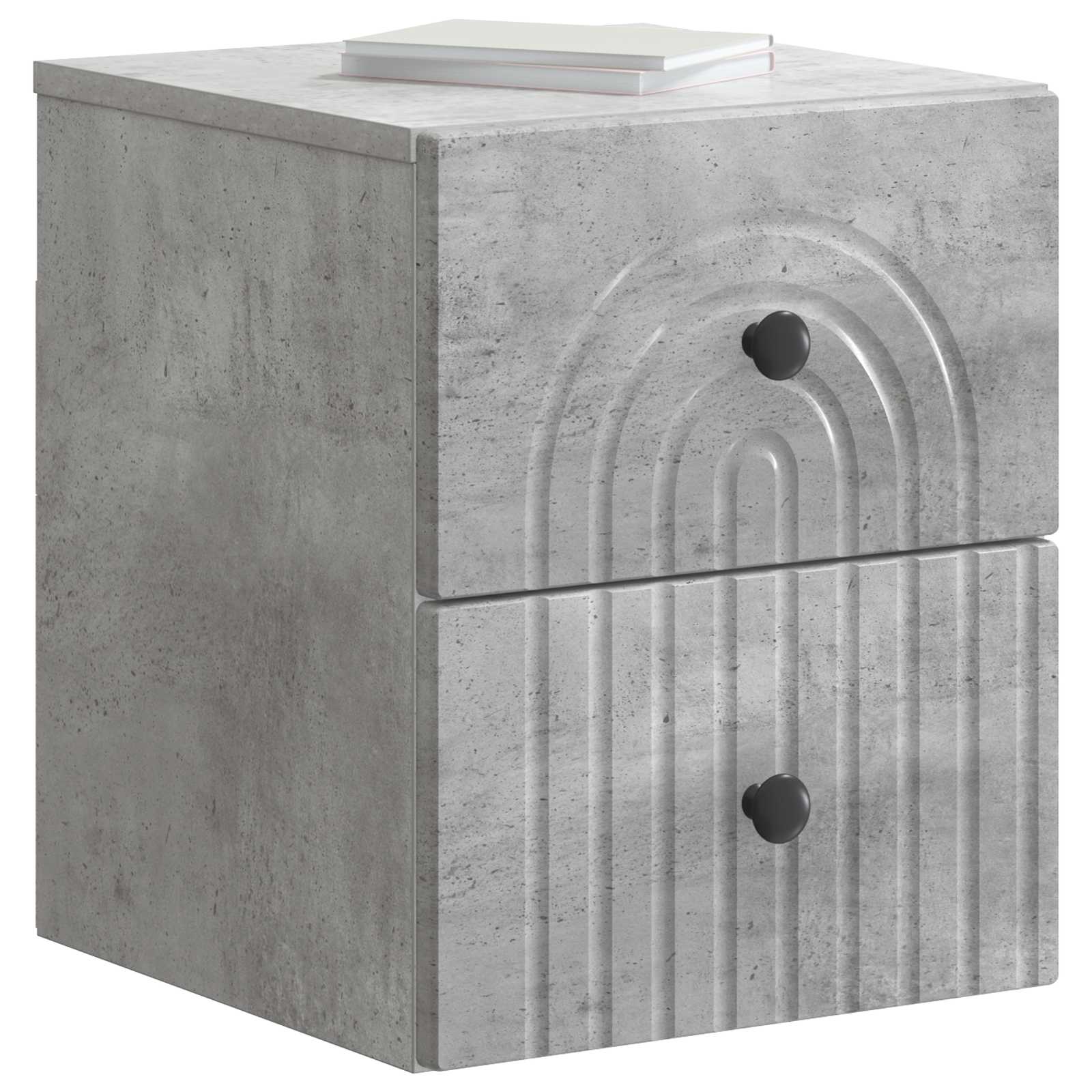 Mobiletto da notte a muro con cassetto 2 pcs Grigio Cemento | homemem39