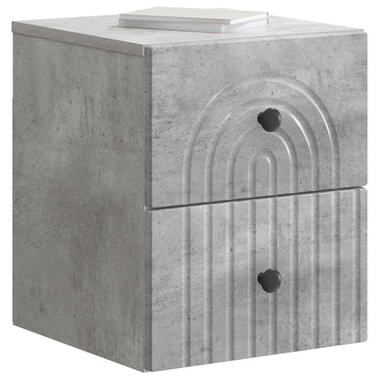 Mobiletto da notte a muro con cassetto 2 pcs Grigio Cemento | homemem39