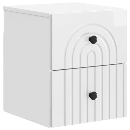 Mobiletto da notte a muro Bianco Lucido 33 x 34,5 x 40 cm | homemem39