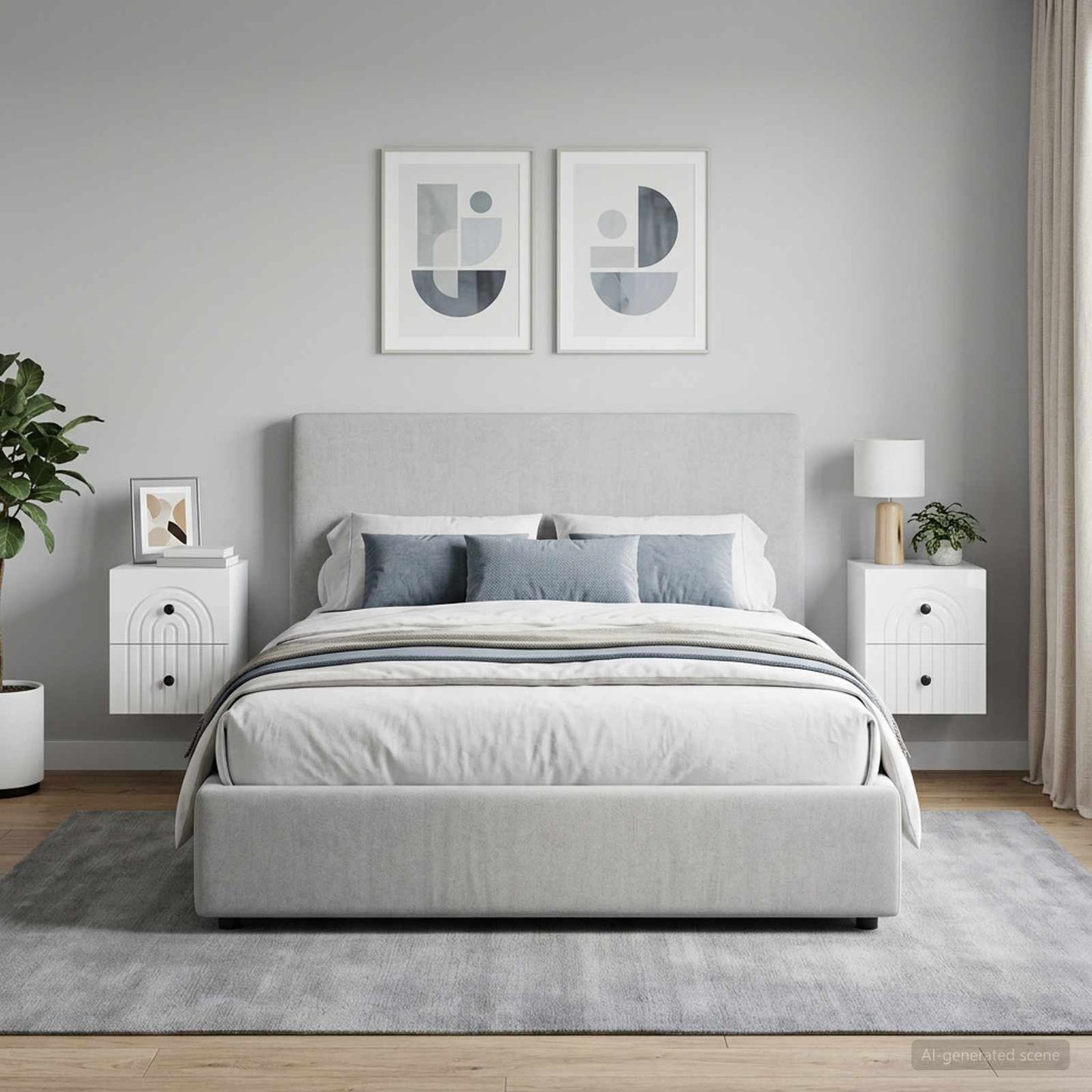 Mobiletto da notte a muro 2 pcs Bianco Lucido 33 x 34,5 x 40 cm