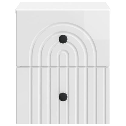 Mobiletto da notte a muro 2 pcs Bianco Lucido 33 x 34,5 x 40 cm