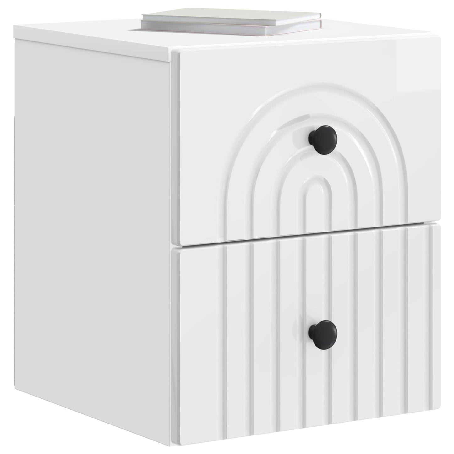 Mobiletto da notte a muro 2 pcs Bianco Lucido 33 x 34,5 x 40 cm