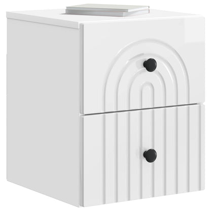 Mobiletto da notte a muro 2 pcs Bianco Lucido 33 x 34,5 x 40 cm
