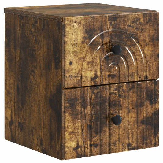 Mobiletto da notte a muro Rovere Fumo 33 x 34,5 x 40 cm