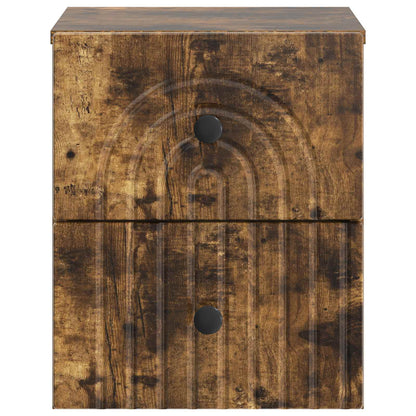 Mobiletto da notte a muro Rovere Fumo 33 x 34,5 x 40 cm