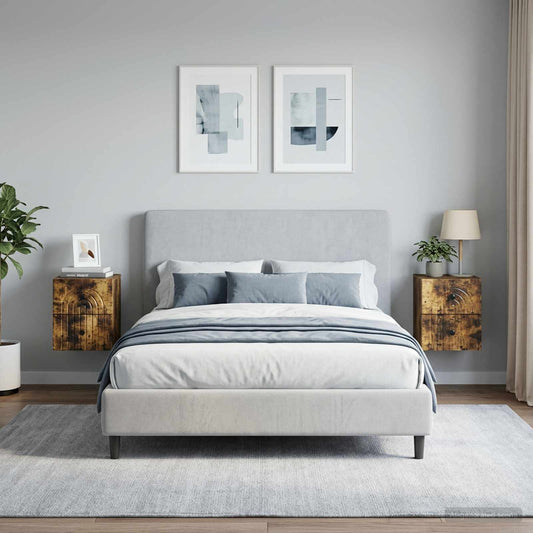 Mobiletto da notte a muro 2 pz Rovere Fumo 33 x 34,5 x 40 cm