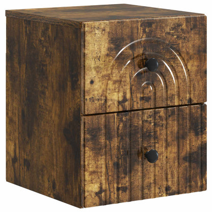 Mobiletto da notte a muro 2 pcs Rovere Fumo 33 x 34,5 x 40 cm | homemem39
