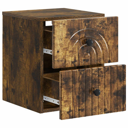 Mobiletto da notte a muro 2 pcs Rovere Fumo 33 x 34,5 x 40 cm | homemem39