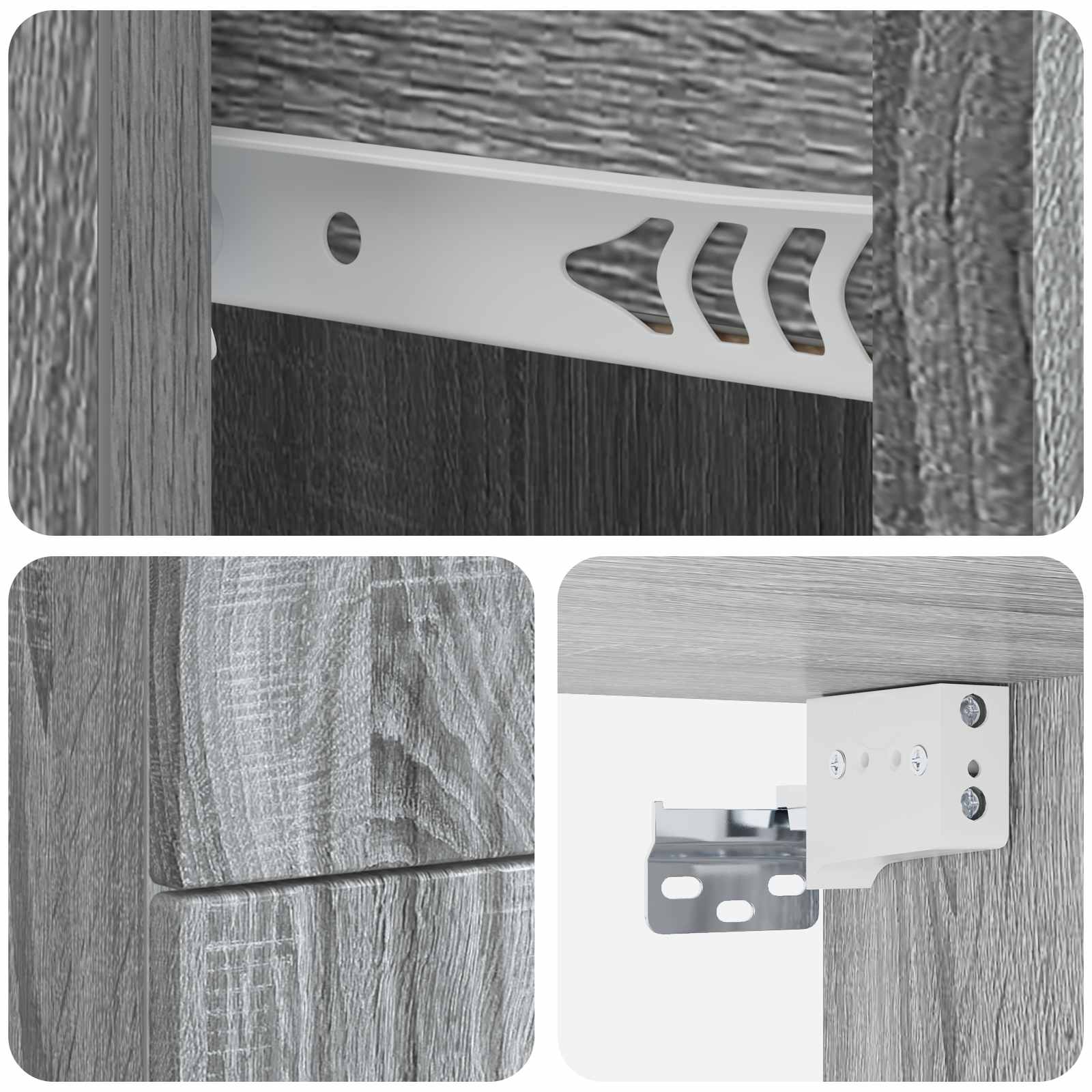 Mobiletto da notte a muro Grigio Sonoma 33 x 34,5 x 40 cm | homemem39