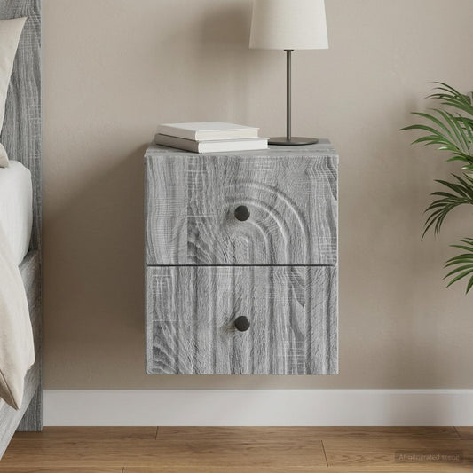 Mobiletto da notte a muro Grigio Sonoma 33 x 34,5 x 40 cm