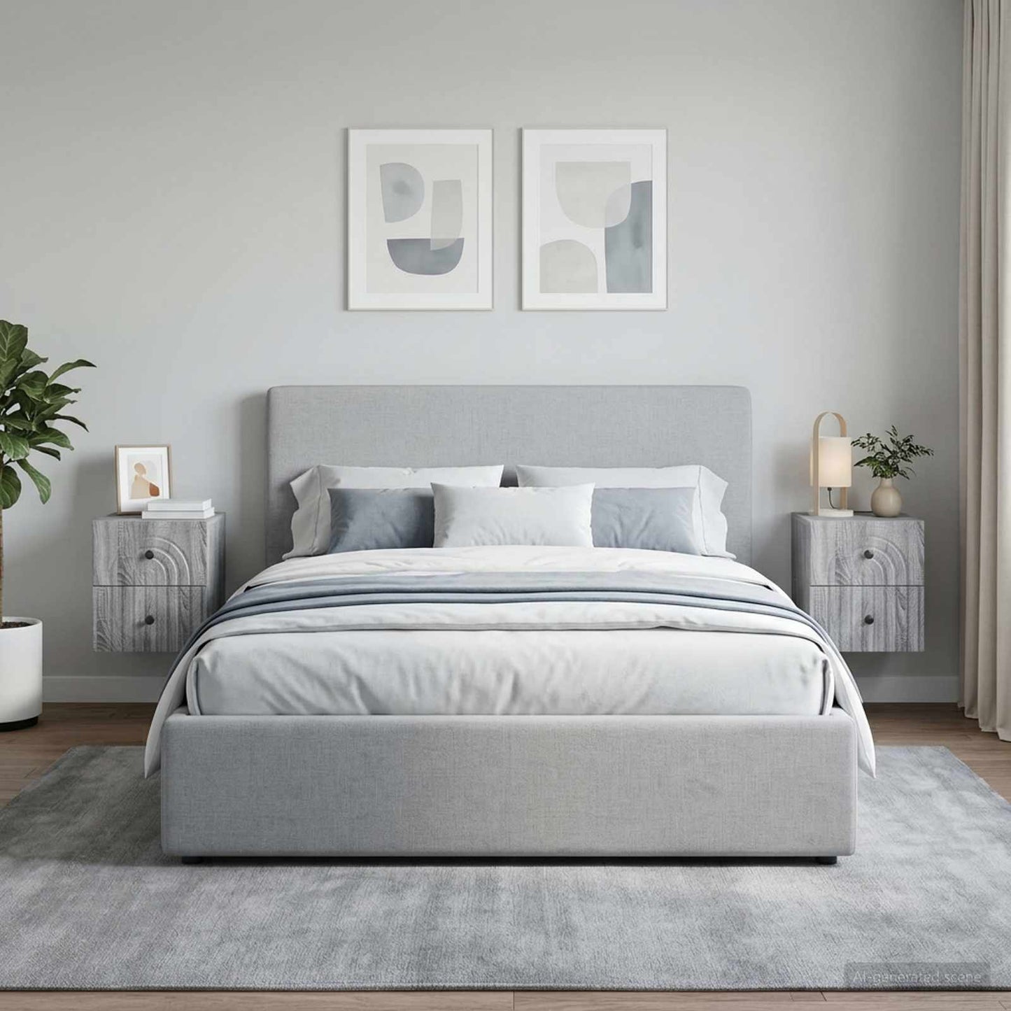 Mobiletto da notte a muro 2 pcs Grigio Sonoma 33 x 34,5 x 40 cm