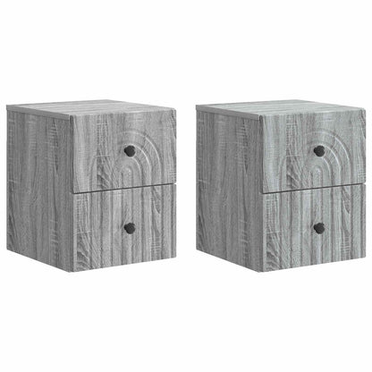 Mobiletto da notte a muro 2 pcs Grigio Sonoma 33 x 34,5 x 40 cm