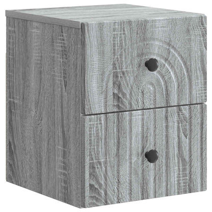 Mobiletto da notte a muro 2 pcs Grigio Sonoma 33 x 34,5 x 40 cm