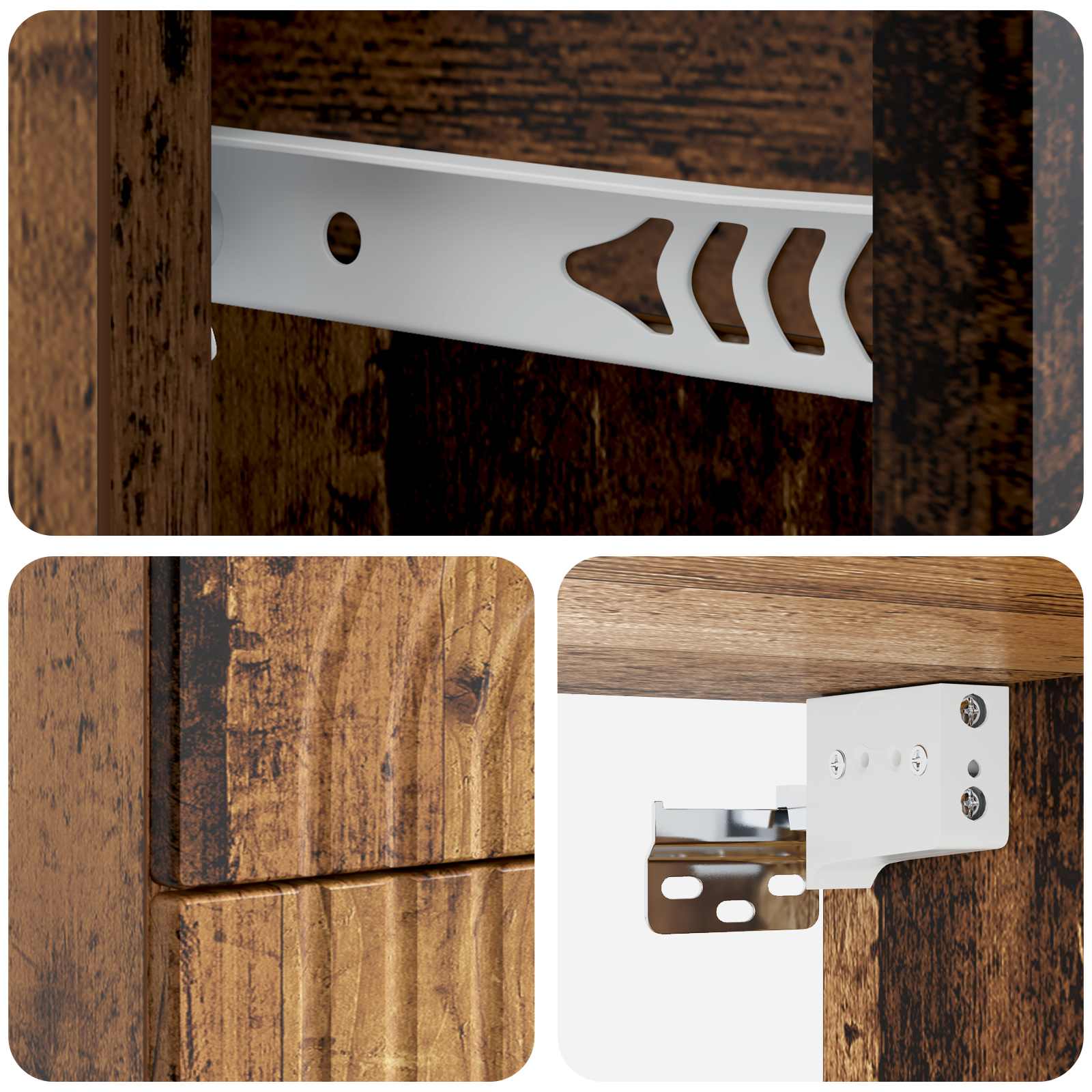 Mobiletto da notte a muro 2 pcs Legno antico 33 x 34,5 x 40 cm | homemem39