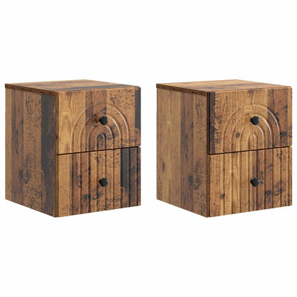 Mobiletto da notte a muro 2 pcs Legno antico 33 x 34,5 x 40 cm | homemem39