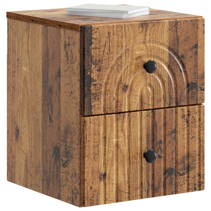 Mobiletto da notte a muro 2 pcs Legno antico 33 x 34,5 x 40 cm