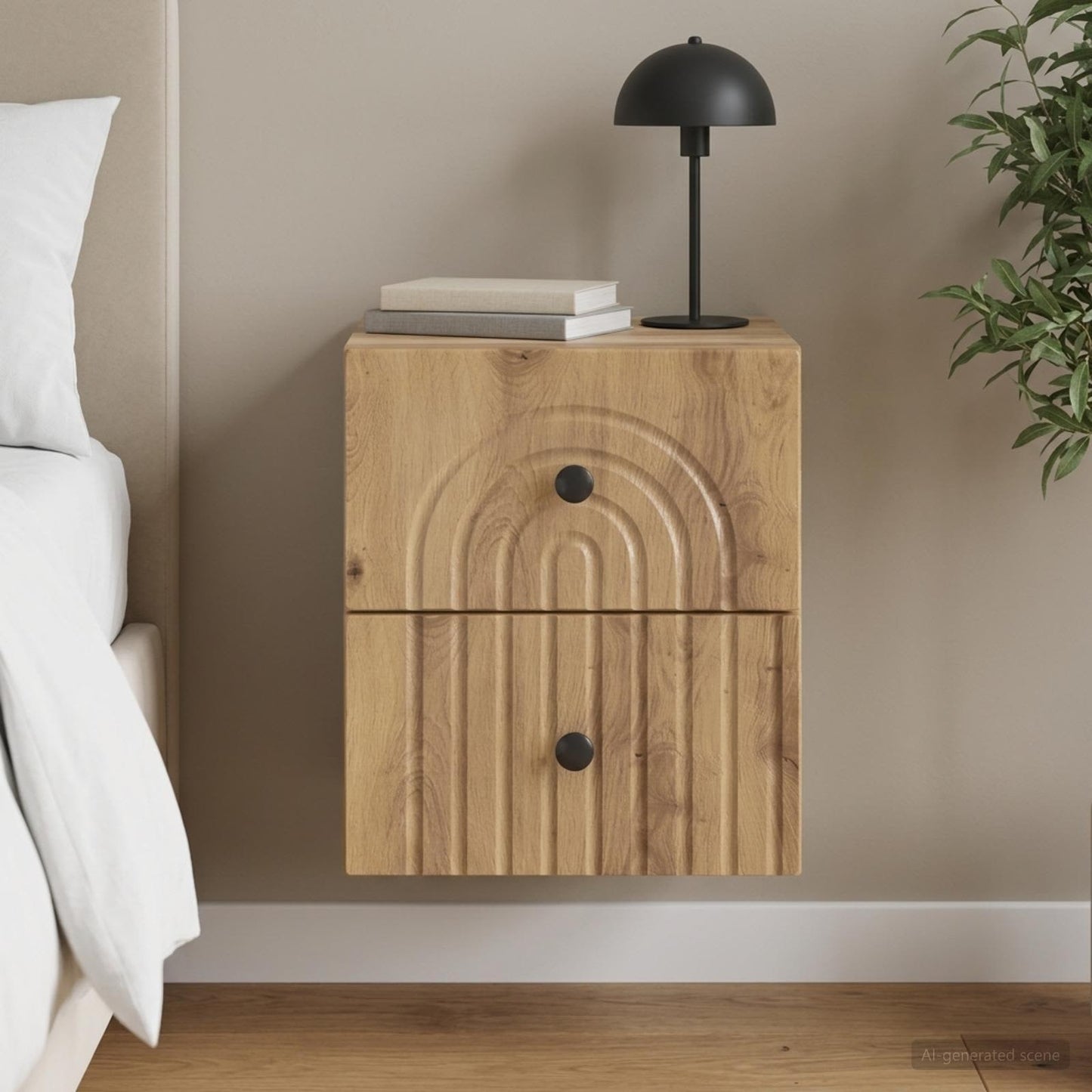 Mobiletto da notte a muro Rovere Artigianale 33 x 34,5 x 40 cm