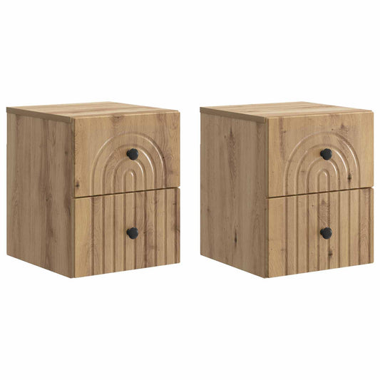 Mobiletto da notte a muro con cassetto 2 pcs Rovere Artigianale | homemem39