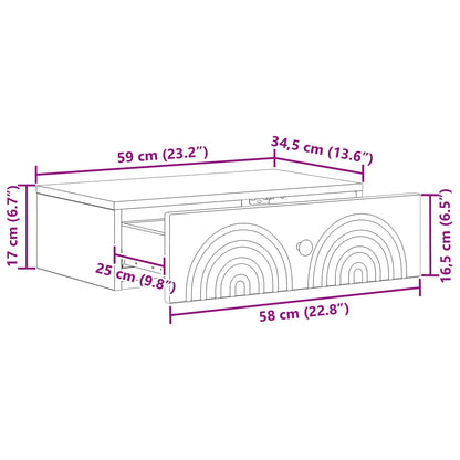 Tavolino da Parete Laterale Bianco 59 x 34,5 x 17 cm | homemem39