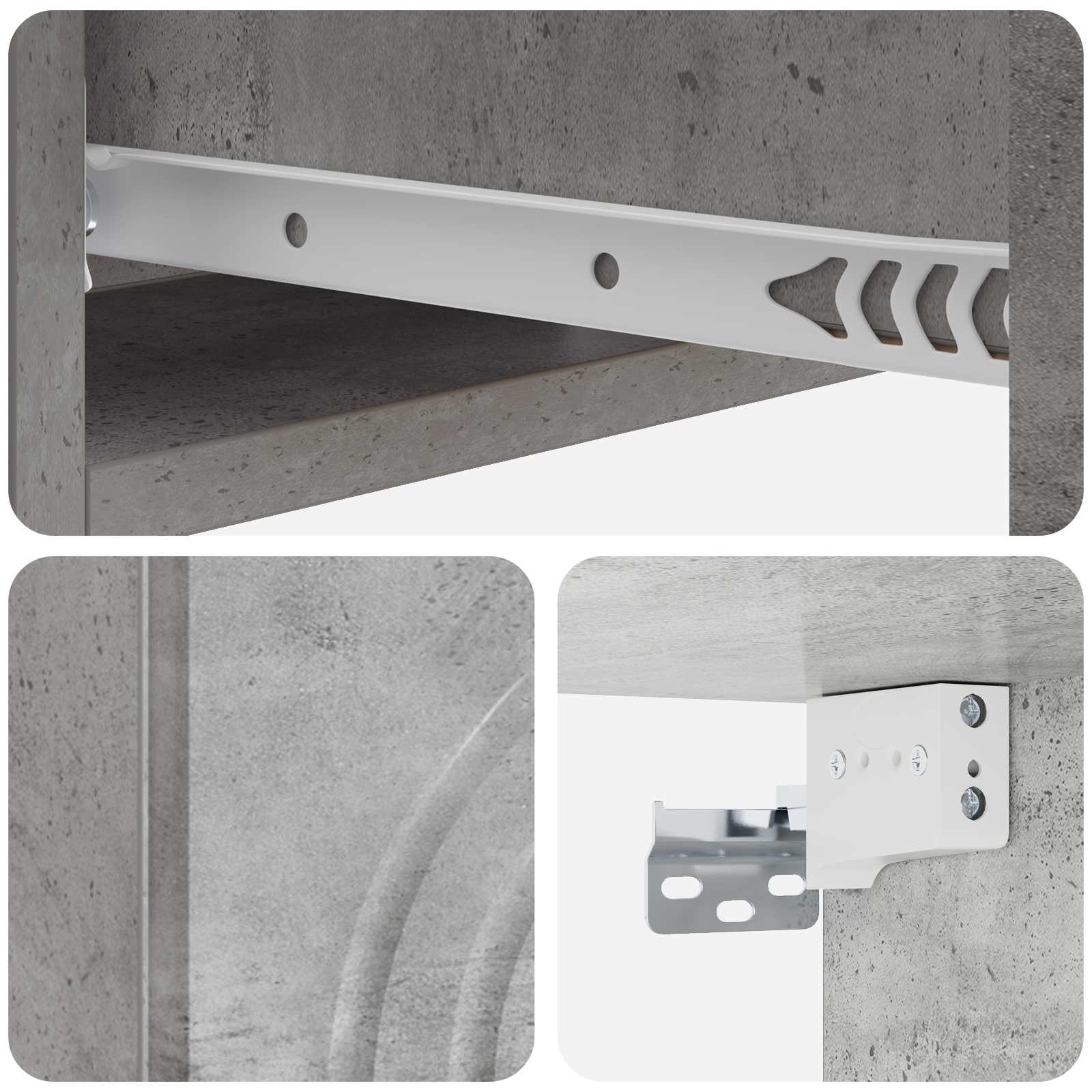 Tavolino da Parete Laterale Grigio Cemento 59 x 34,5 x 17 cm | homemem39