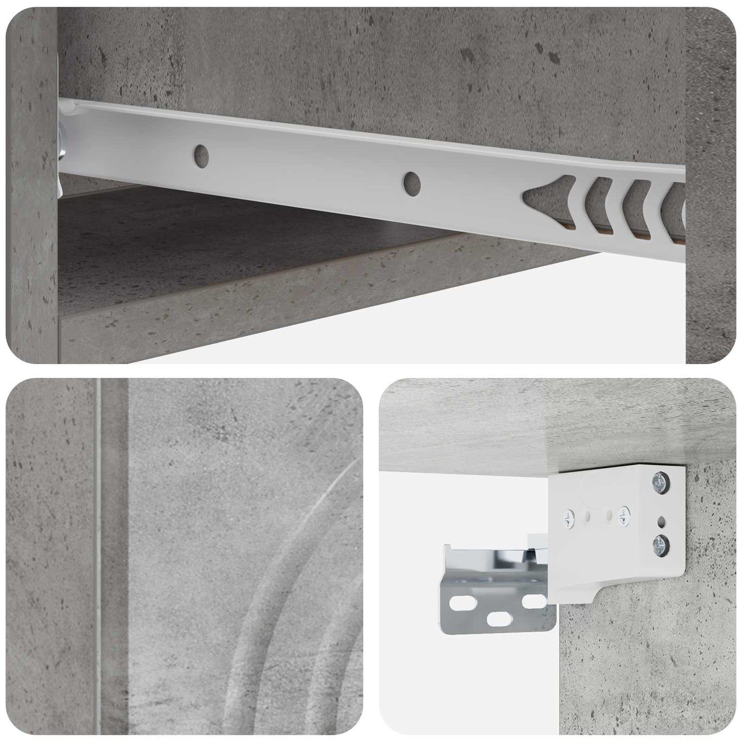Tavolino da Parete Laterale Grigio Cemento 59 x 34,5 x 17 cm