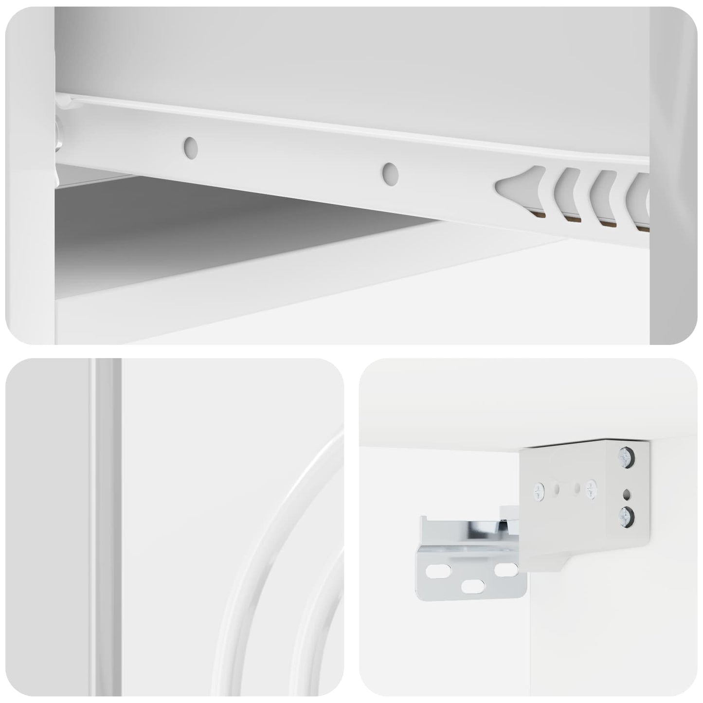 Tavolino da Parete Laterale Bianco Lucido 59 x 34,5 x 17 cm | homemem39