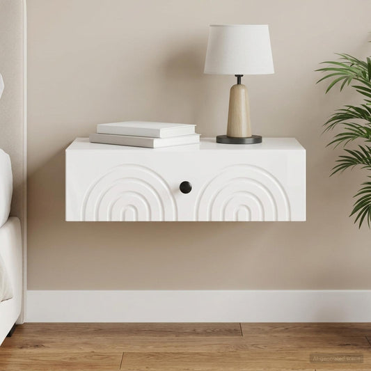 Tavolino da Parete Laterale 59 x 34,5 x 17 cm Bianco Lucido