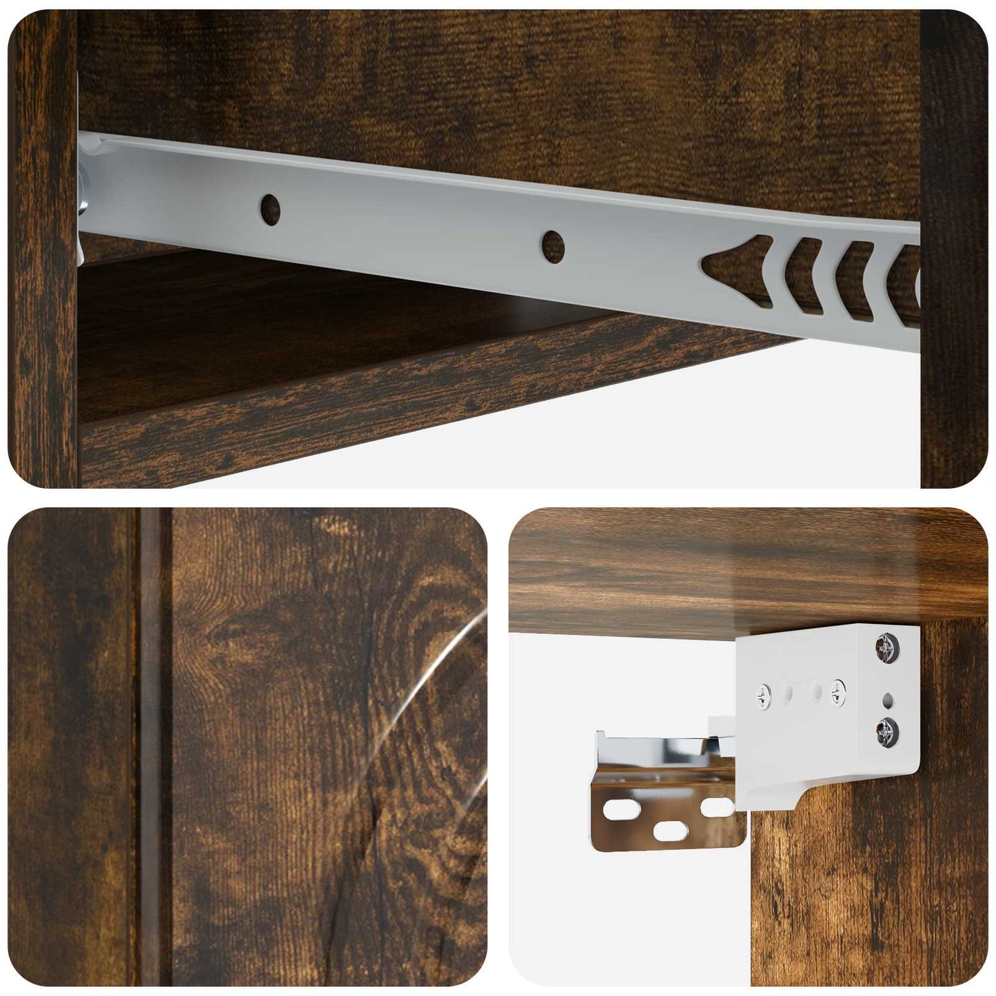 Tavolino da Parete Laterale Rovere Fumo 59 x 34,5 x 17 cm