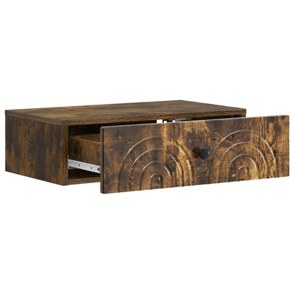 Tavolino da Parete Laterale Rovere Fumo 59 x 34,5 x 17 cm