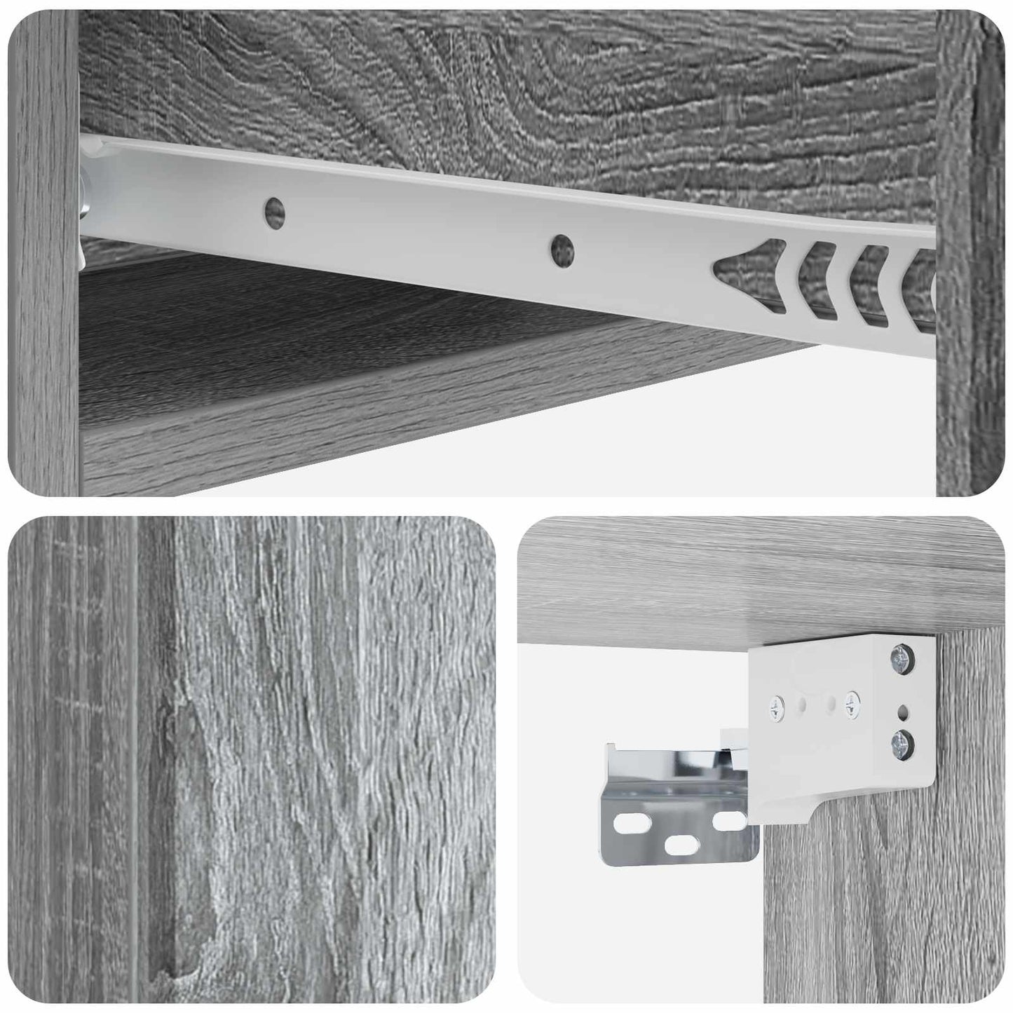 Tavolino da Parete Laterale Grigio Sonoma 59 x 34,5 x 17 cm | homemem39