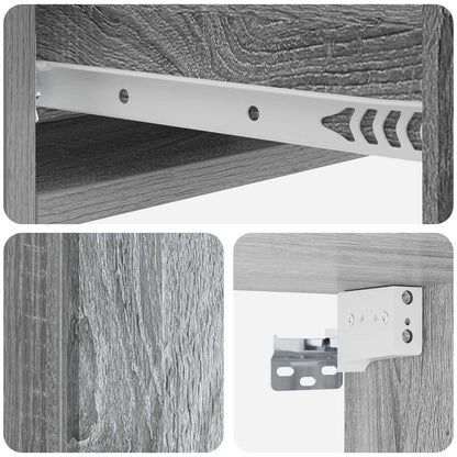 Tavolino da Parete Laterale Grigio Sonoma 59 x 34,5 x 17 cm