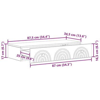 Tavolino da Parete Laterale Bianco 87,5 x 34,5 x 17 cm | homemem39