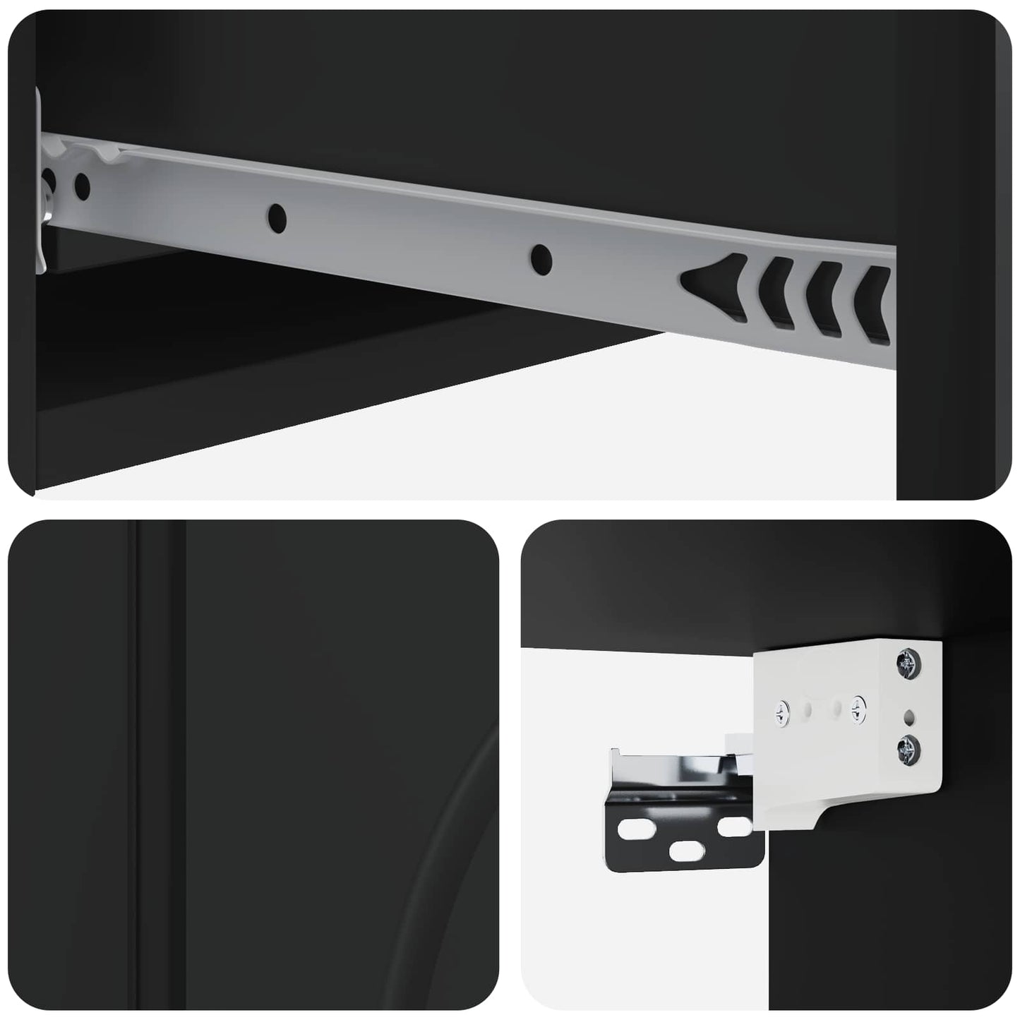 Tavolino da Parete Laterale Nero 87,5 x 34,5 x 17 cm