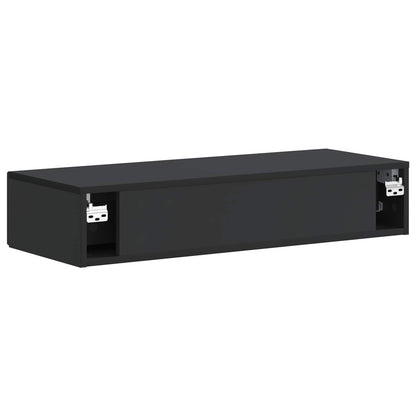 Tavolino da Parete Laterale Nero 87,5 x 34,5 x 17 cm